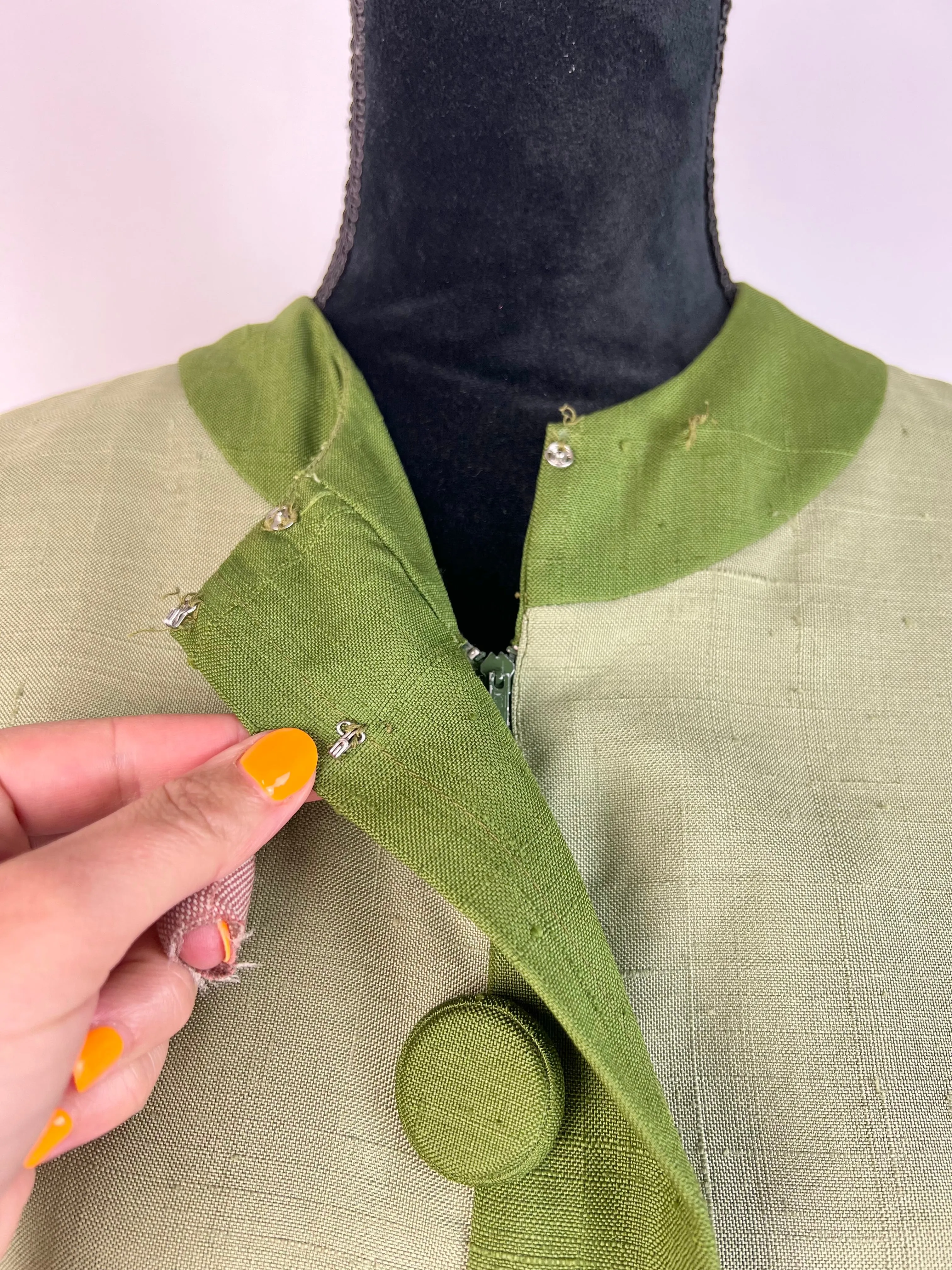 1960s Two Tone Green Frock - AU8