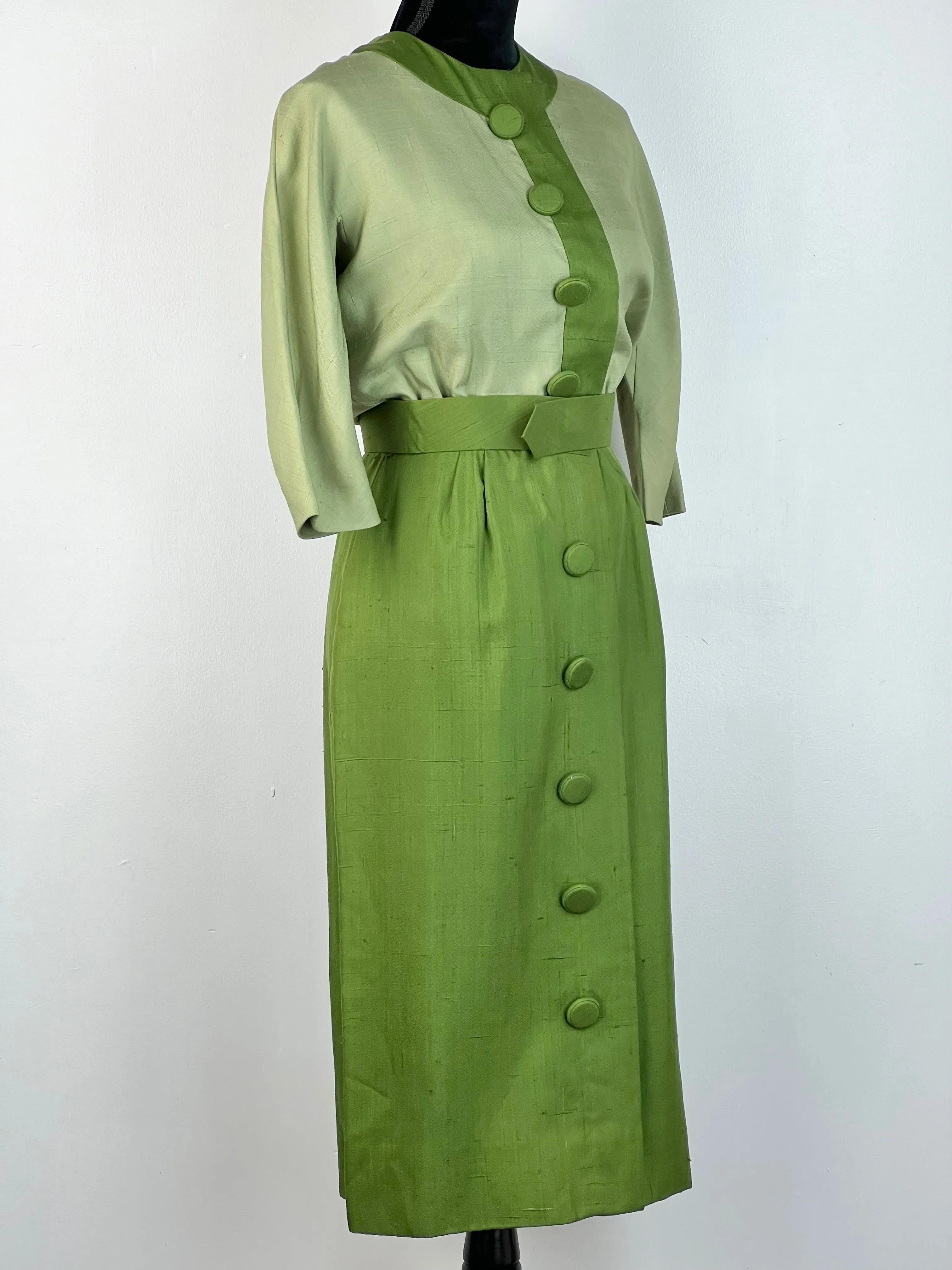 1960s Two Tone Green Frock - AU8