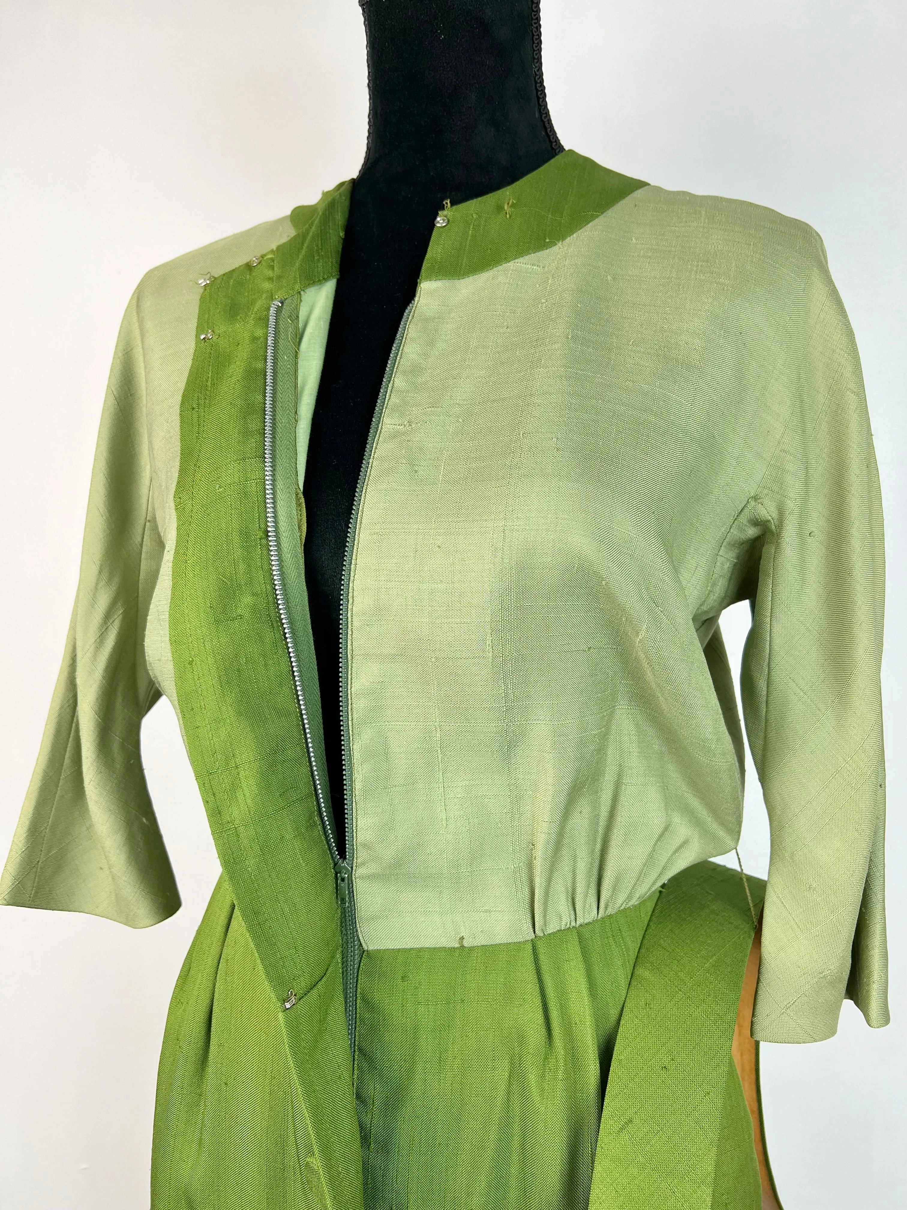 1960s Two Tone Green Frock - AU8