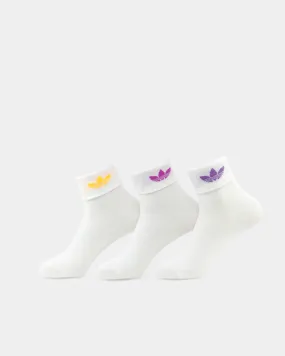 Adidas Fold Cuff Crew Socks 3 Pack White / Vivid Pink / Active Purple / Solar Gold