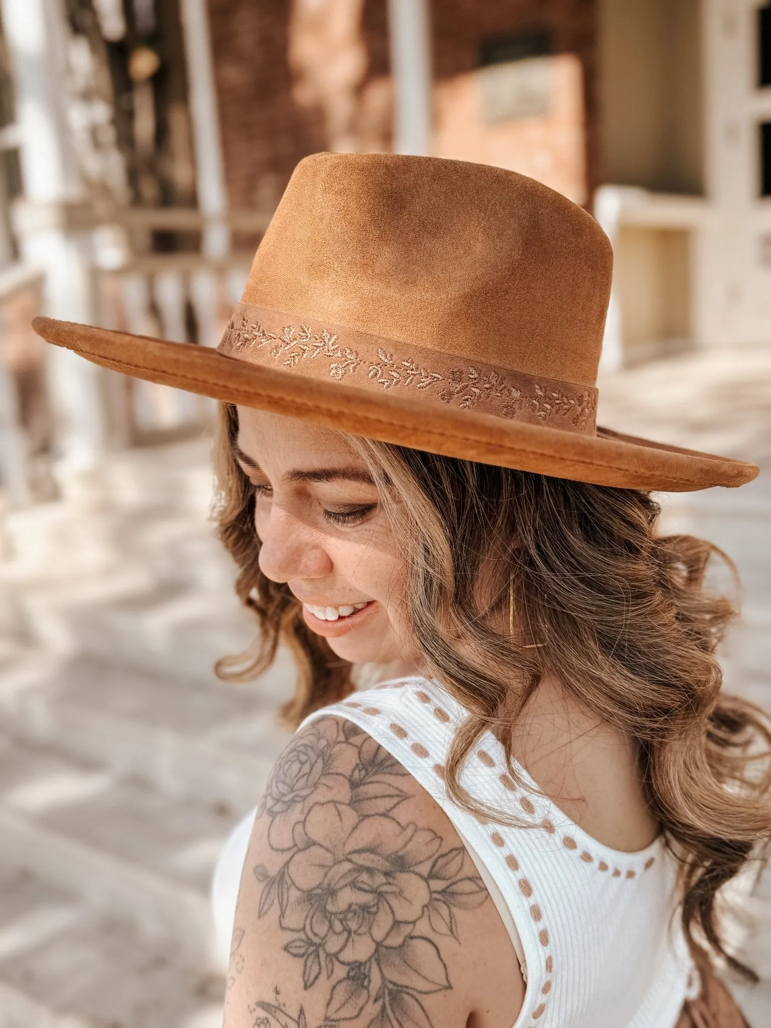 Amelia Wide Brim Hat - Camel