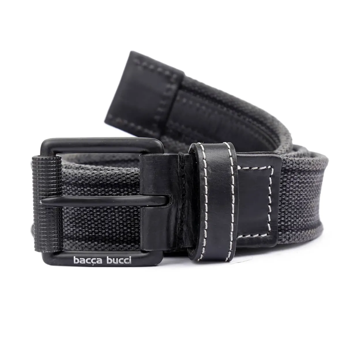 Bacca Bucci Water-Washed Canvas Belt with Genuine Leather Component