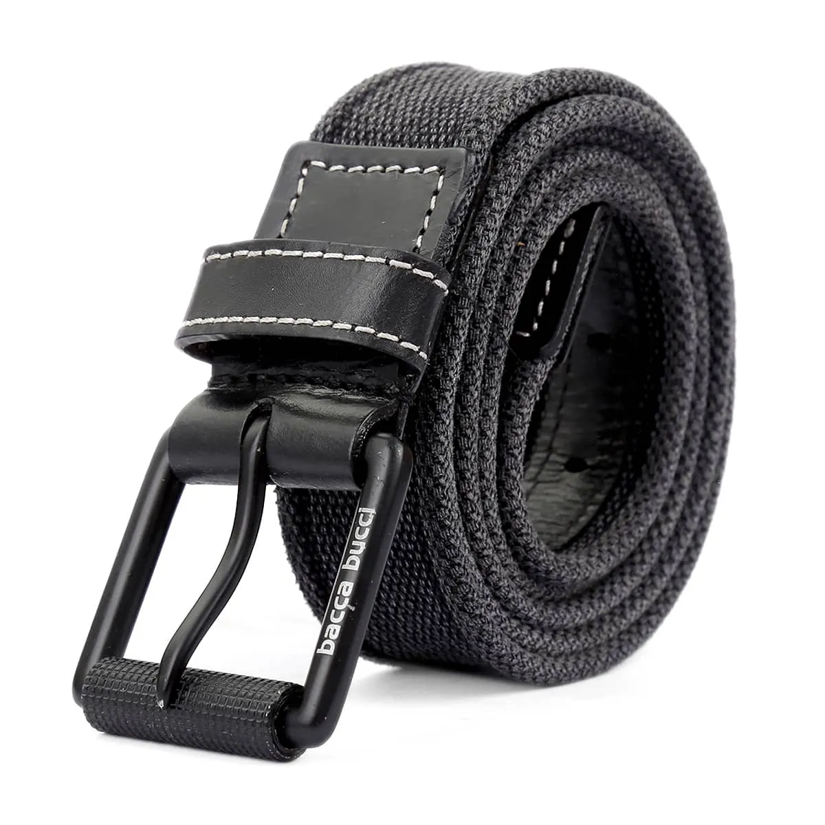 Bacca Bucci Water-Washed Canvas Belt with Genuine Leather Component