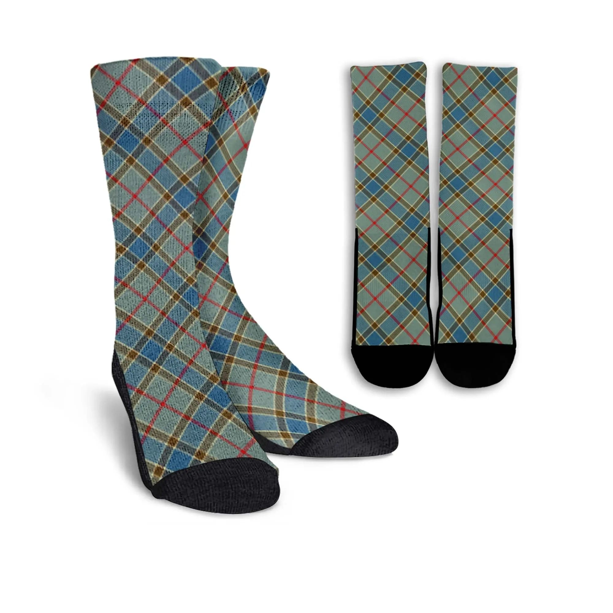 Balfour Blue Tartan Crew Socks Cross Tartan Style