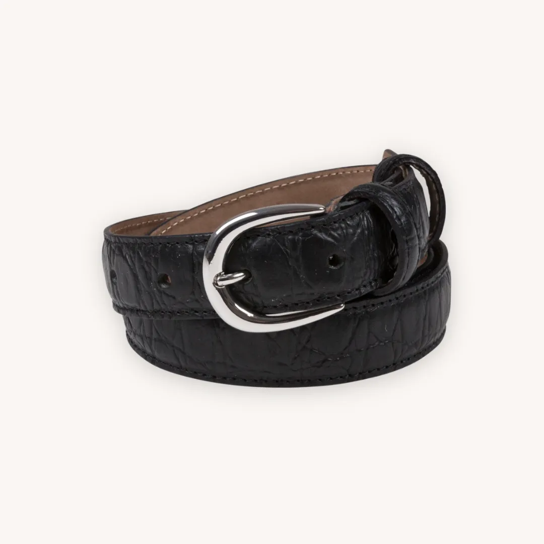 Black Croc Embossed Leather belt