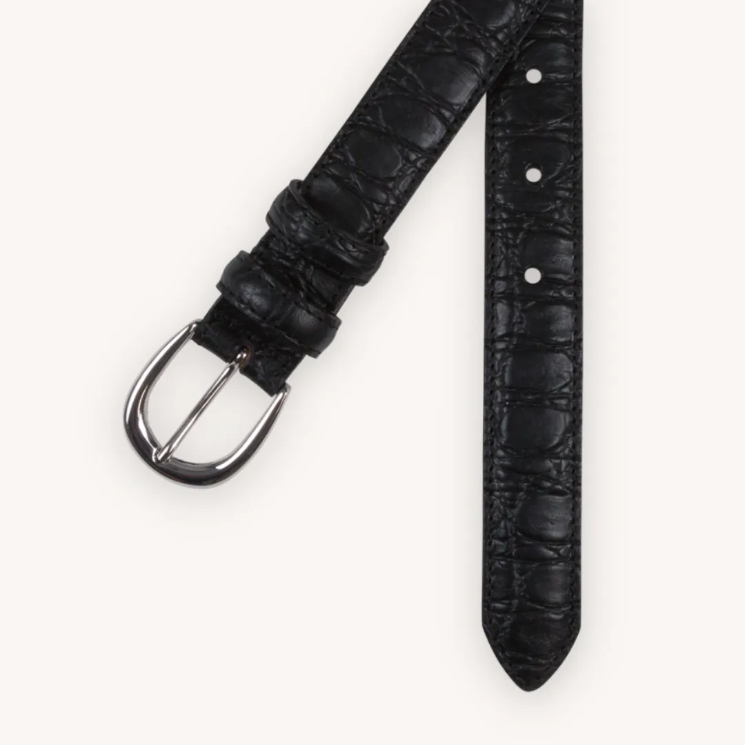 Black Croc Embossed Leather belt