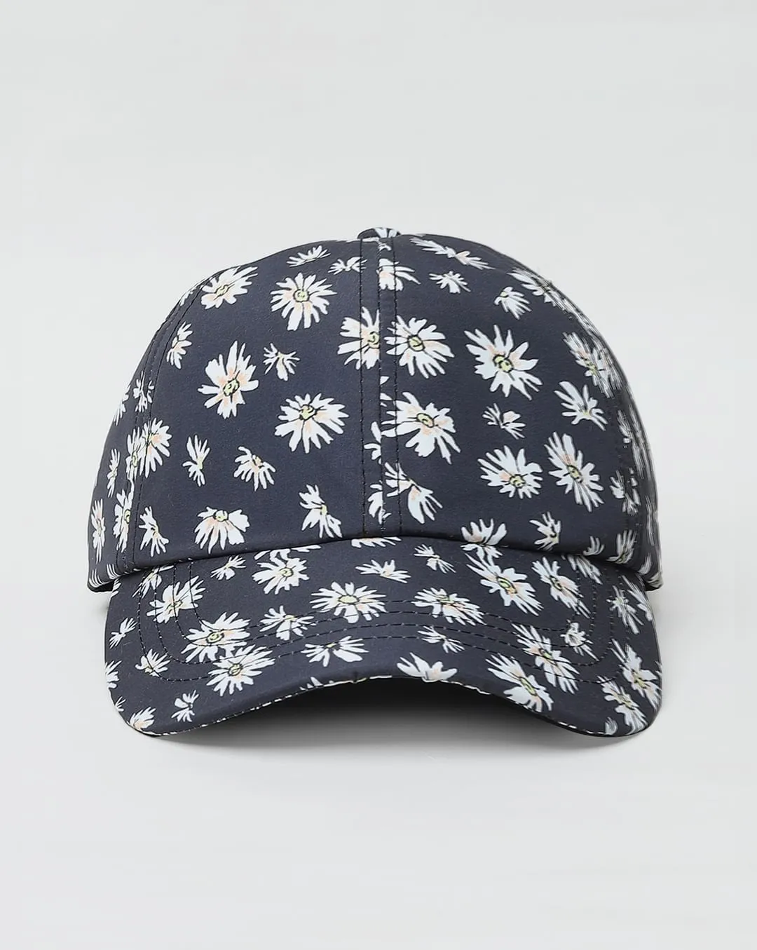 Black Floral Print Cap