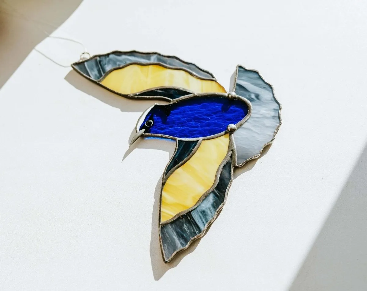 Bluebird Stained Glass - Suncatcher Hanging Decor 6x6 inch