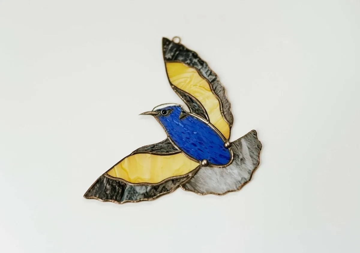 Bluebird Stained Glass - Suncatcher Hanging Decor 6x6 inch