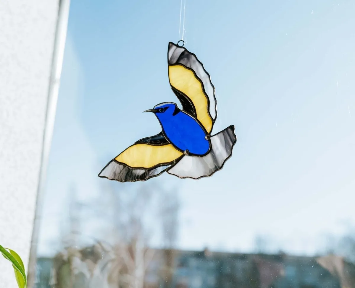 Bluebird Stained Glass - Suncatcher Hanging Decor 6x6 inch