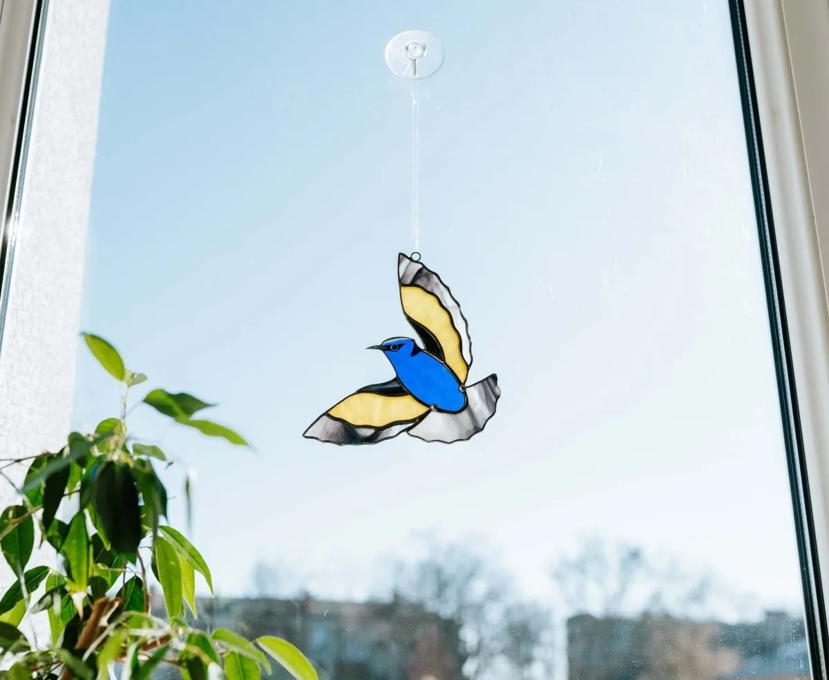 Bluebird Stained Glass - Suncatcher Hanging Decor 6x6 inch