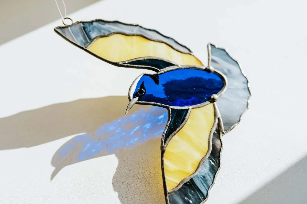 Bluebird Stained Glass - Suncatcher Hanging Decor 6x6 inch