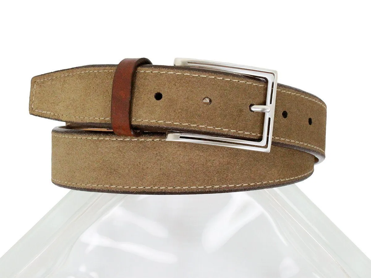 Brighton 23804 100% Genuine Leather Boy's Belt - Suede With Side Stitch - Brown