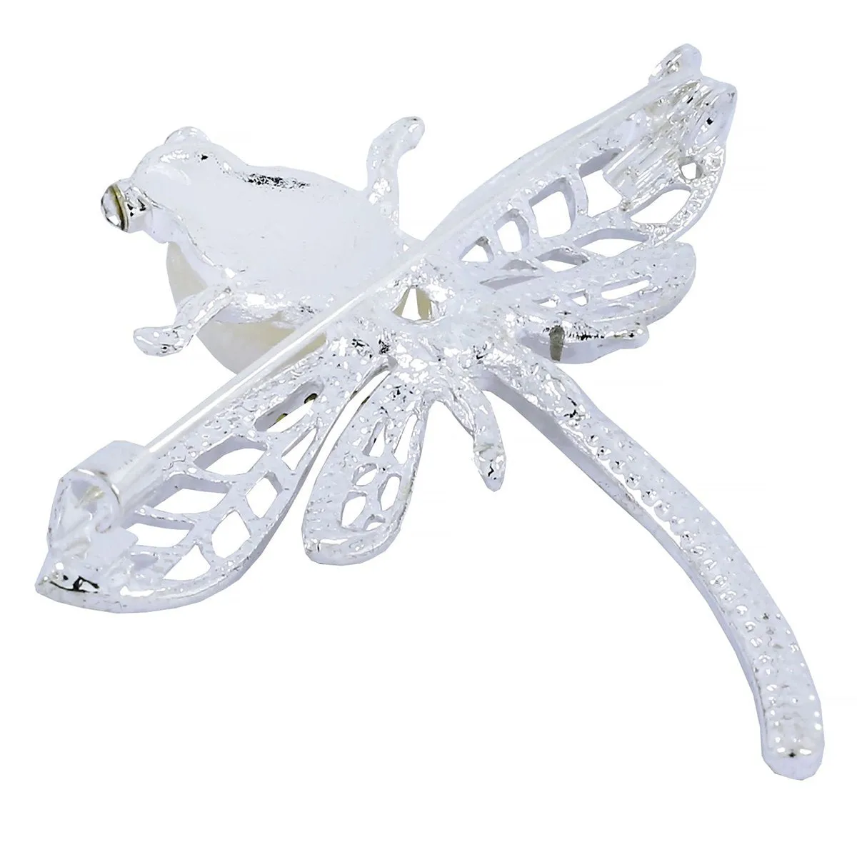 Butterfly Ad Cz Crystal Pearl Silver Brooch Badge Pin Needle