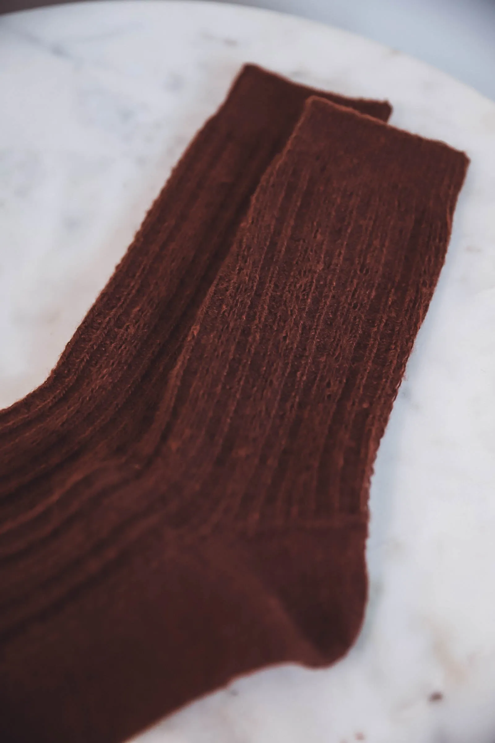 Cable Knit Socks-Brown