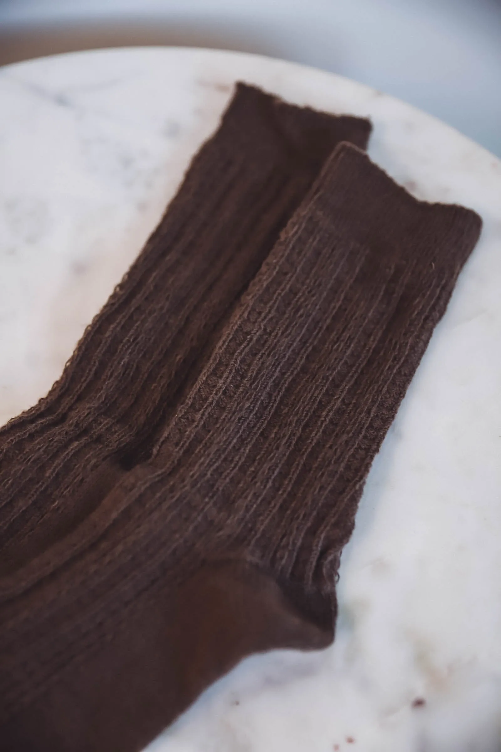 Cable Knit Socks-Coffee