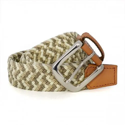 CHAYCE - Woven Light Beige Elastic Stretch Belt CLEARANCE