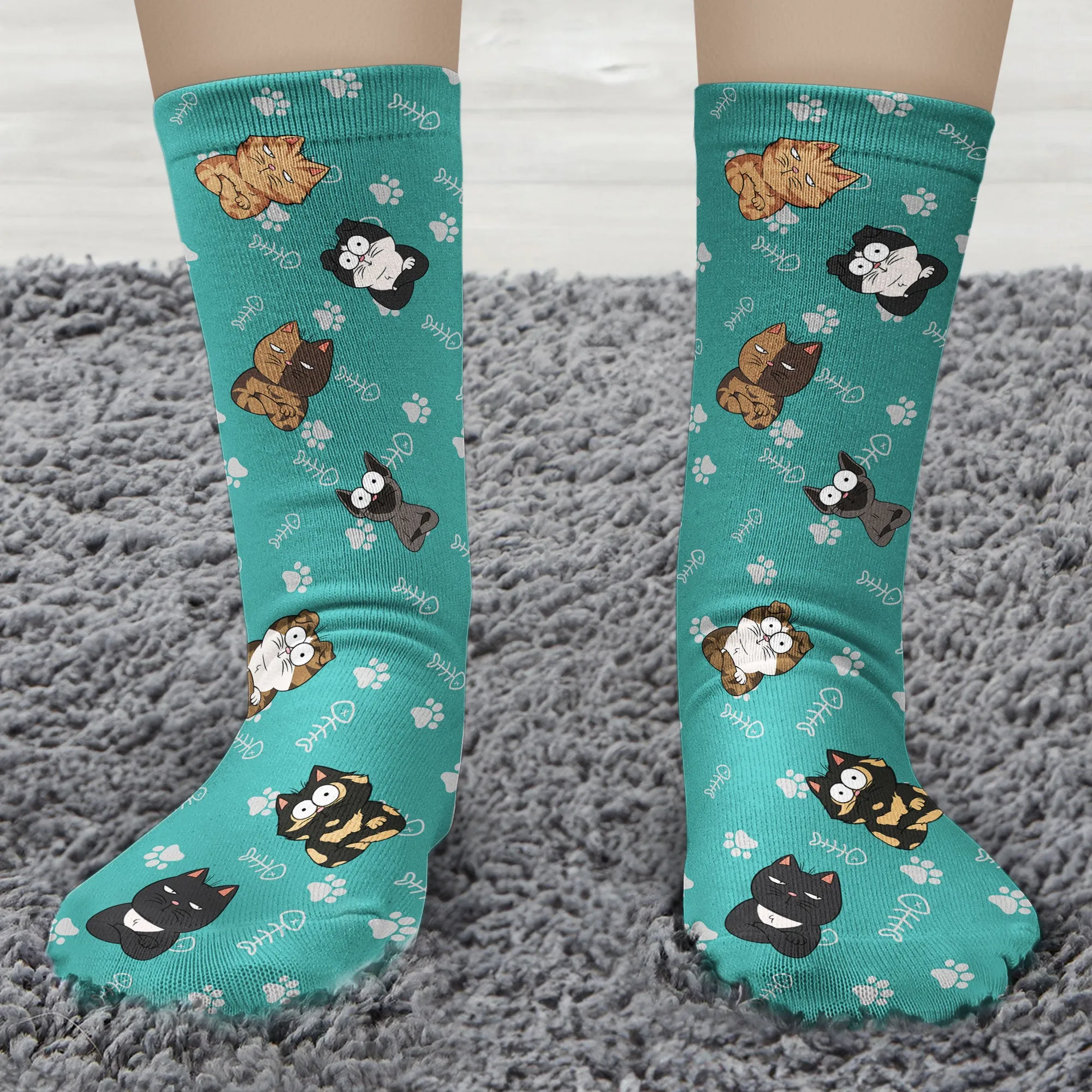 Colorful Paw - Personalized Crew Socks