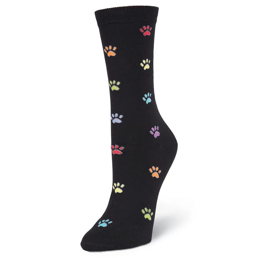 Colorful Paw Prints Socks (Women's)