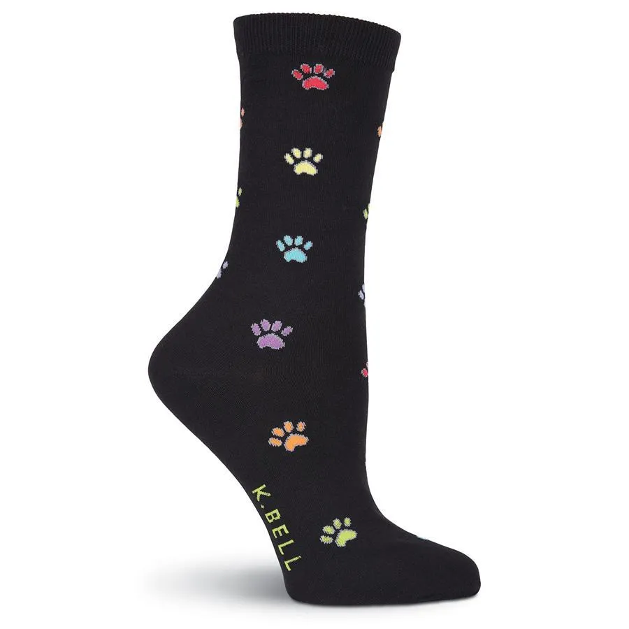 Colorful Paw Prints Socks (Women's)