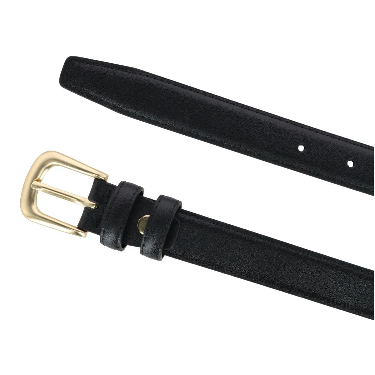 CTM® Women's Leather Adjustable Belt with Statement Buckle