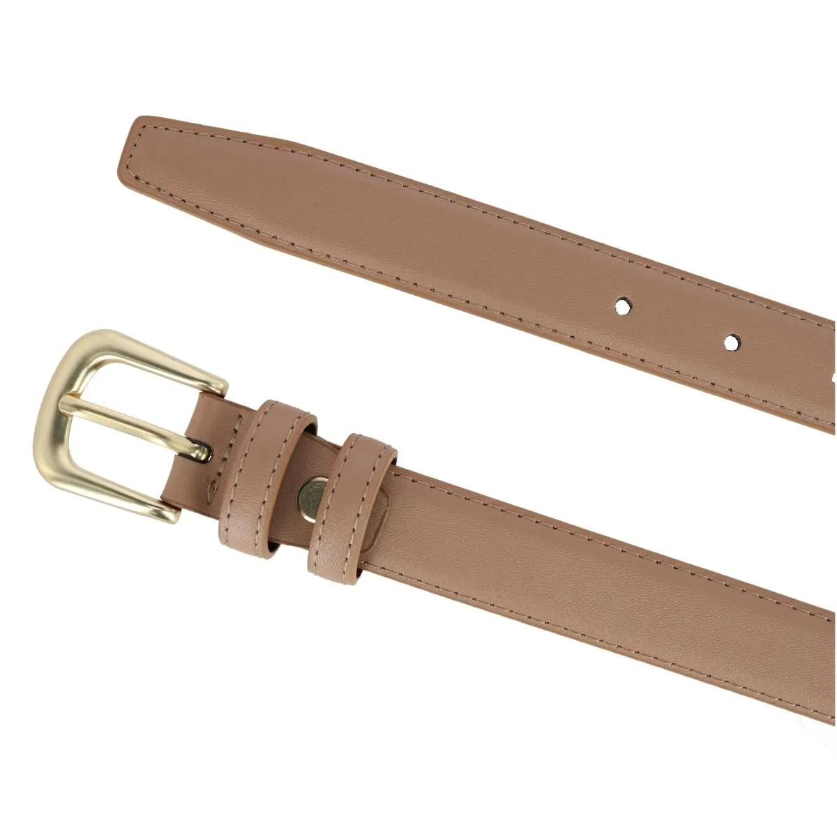 CTM® Women's Leather Adjustable Belt with Statement Buckle