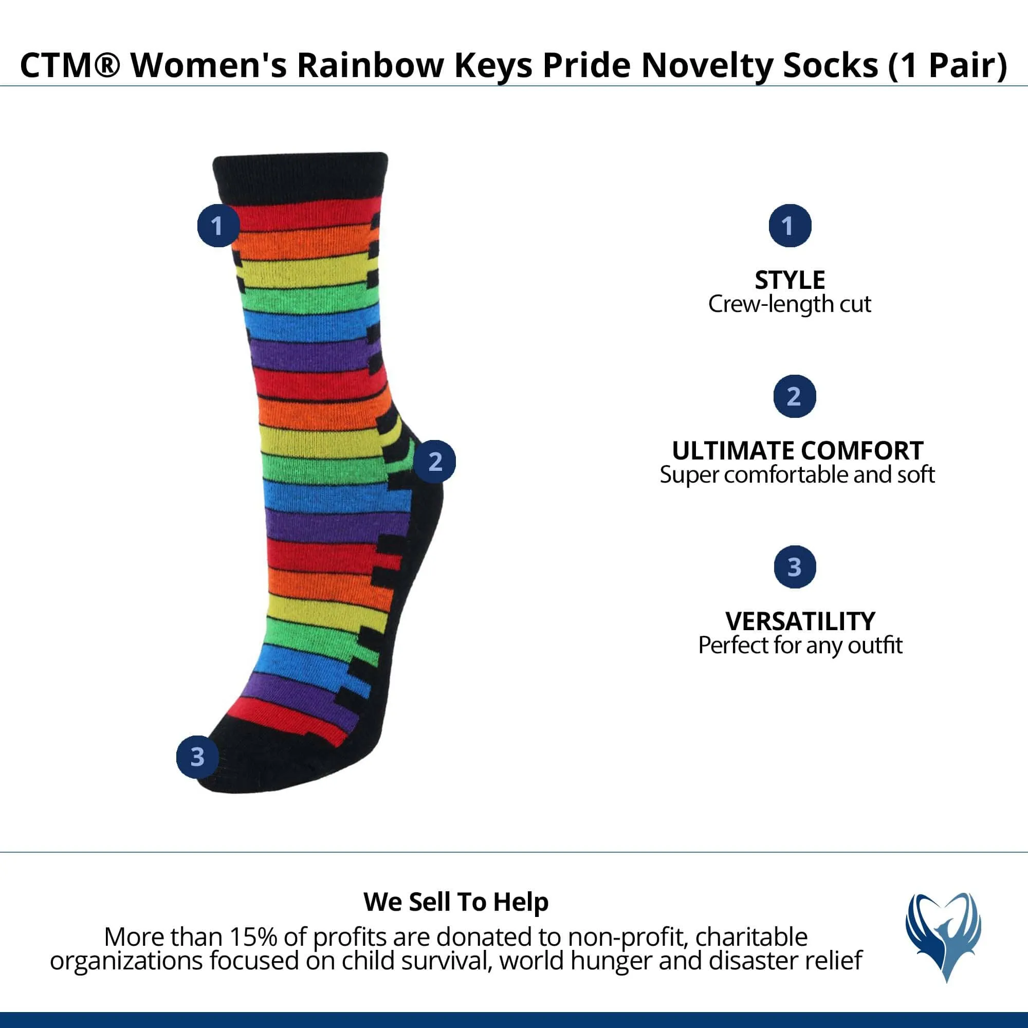 CTM® Women's Rainbow Keys Pride Novelty Socks (1 Pair)