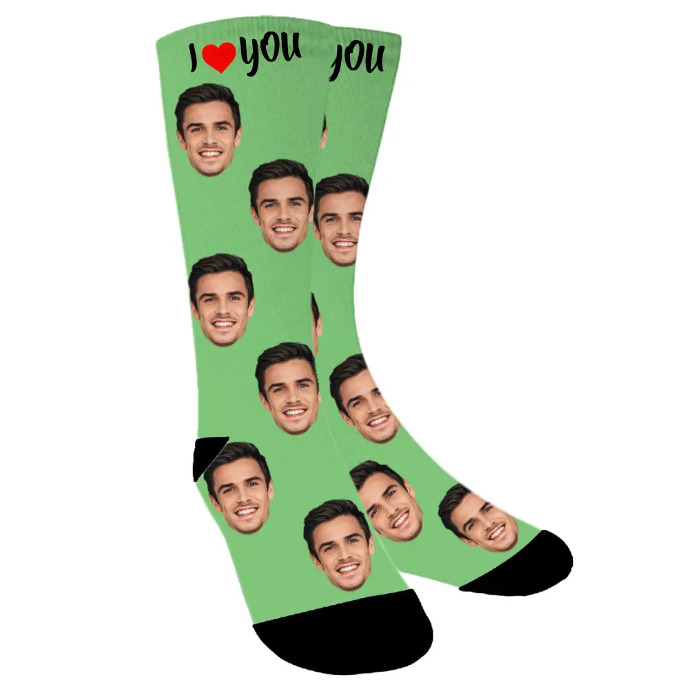 Custom Face "I Love You" Photo Colorful Socks