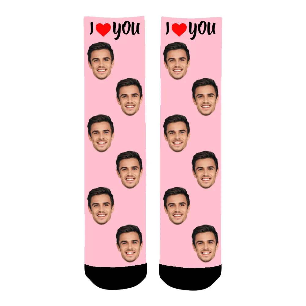 Custom Face "I Love You" Photo Colorful Socks