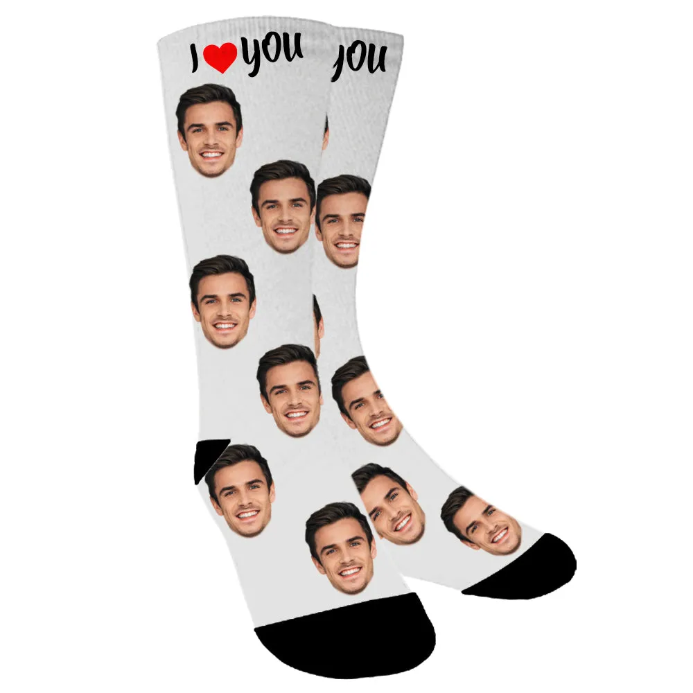 Custom Face "I Love You" Photo Colorful Socks