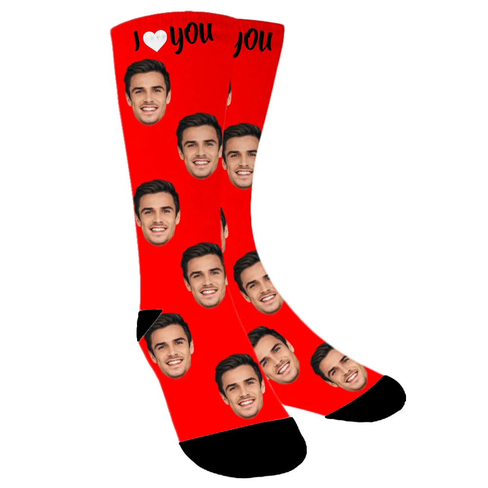 Custom Face "I Love You" Photo Colorful Socks