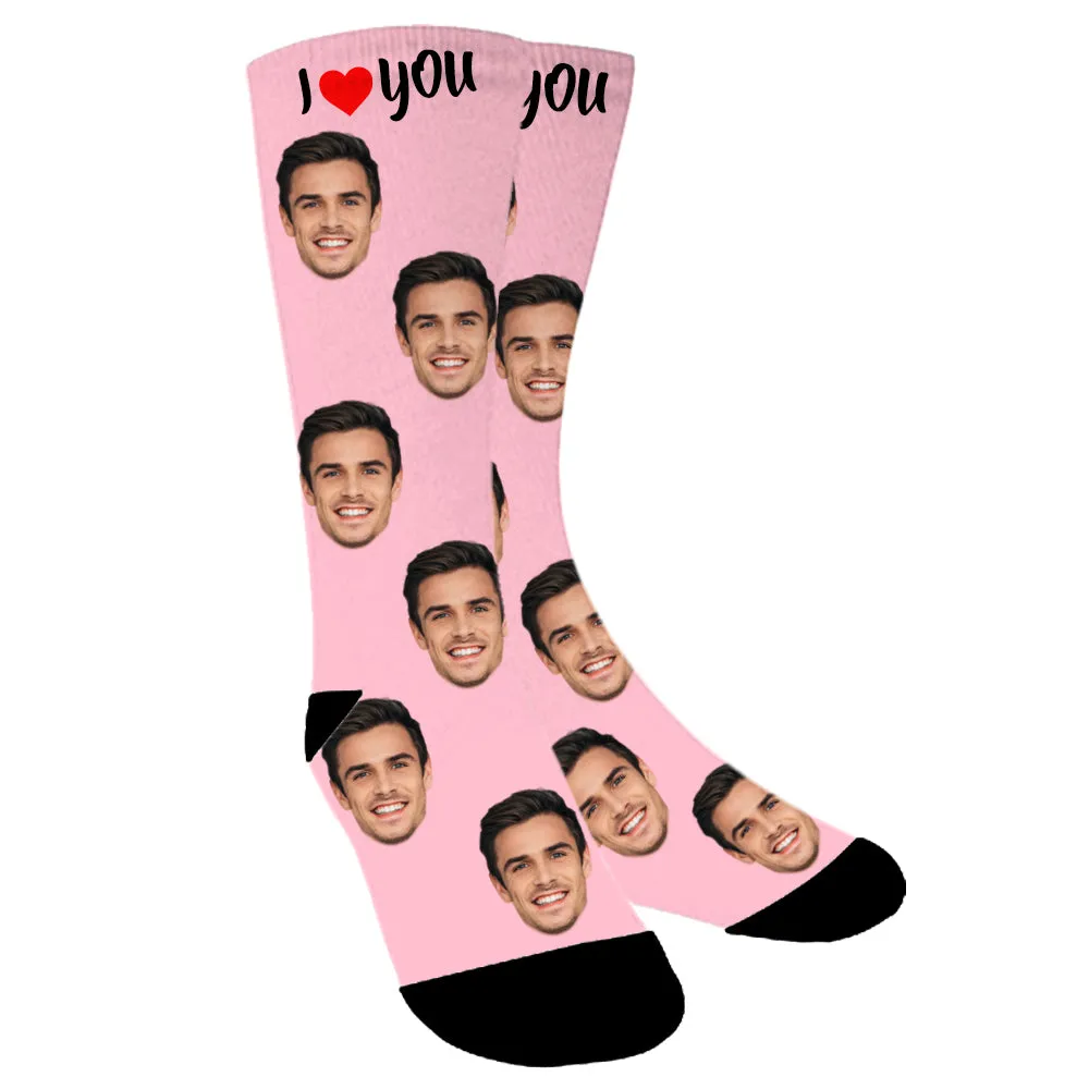 Custom Face "I Love You" Photo Colorful Socks