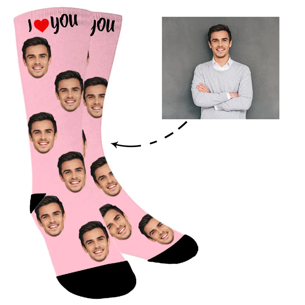 Custom Face "I Love You" Photo Colorful Socks