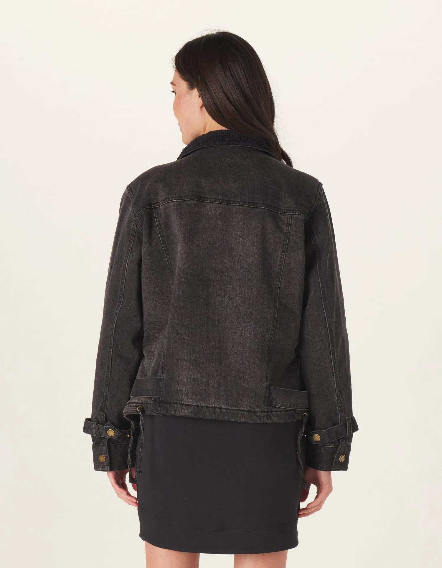 Denim Moto Jacket in Black