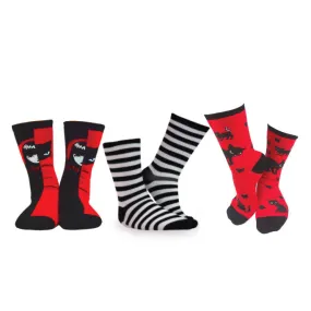 Emily the Strange Girl's Cute Fun Colorful Cat Crew Socks - 3 Pair (Adult Size)