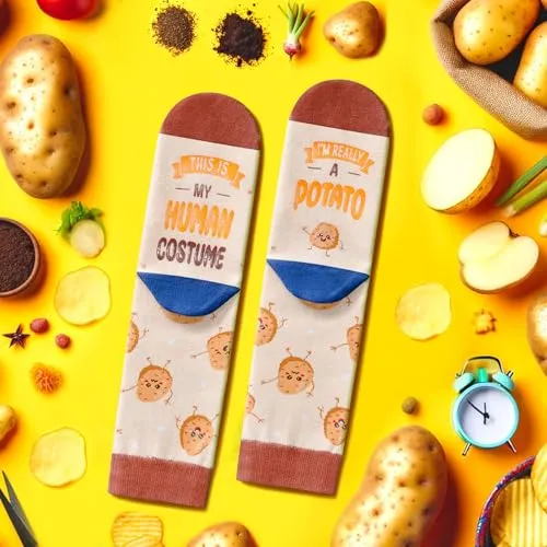 Funny Potato Socks Food Socks, Potato Gifts Funny, Christmas Food Gifts Foodie Gifts, Gifts For Couch Potatoes, Food Gifts Under 25