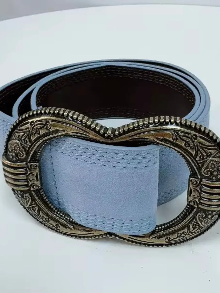 Genuine leather cowgirl buckle boho belts