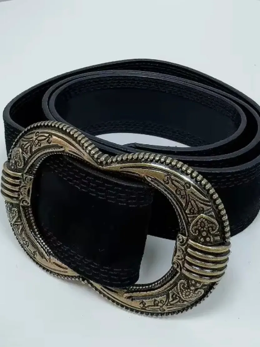 Genuine leather cowgirl buckle boho belts