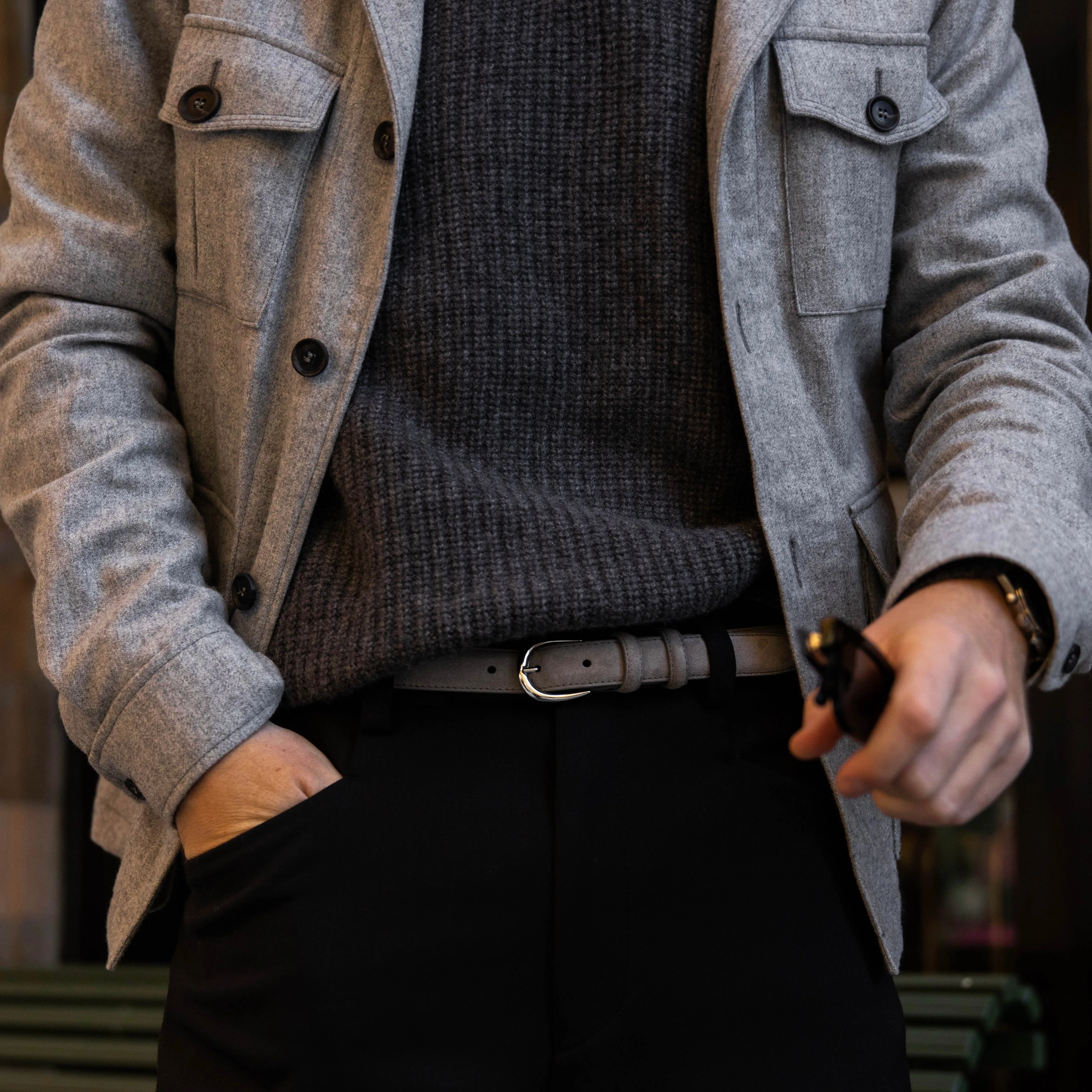 Grey Suede Belt