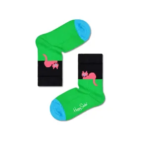 Happy Socks: Kids Cat Green Black