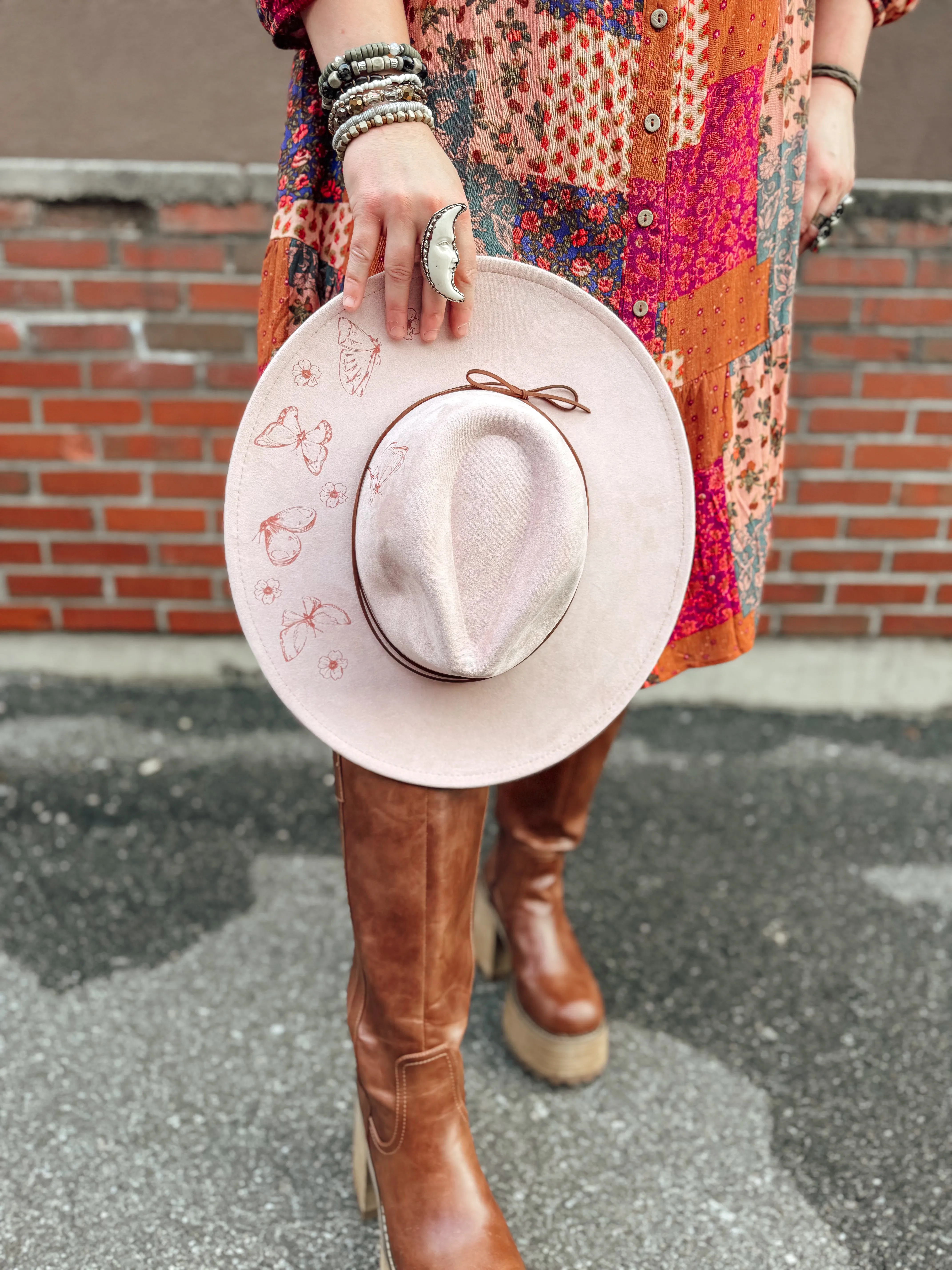 HATS- Butterfly Blush Suede Rancher