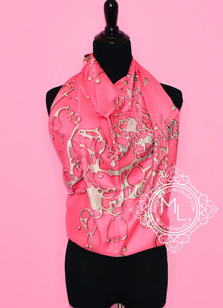 Hermes Pink Twill Silk 90 cm  Cheval Fusion Scarf