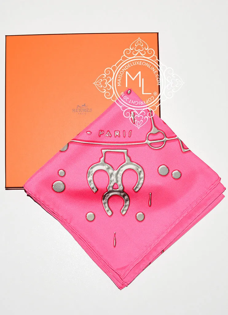 Hermes Pink Twill Silk 90 cm  Cheval Fusion Scarf