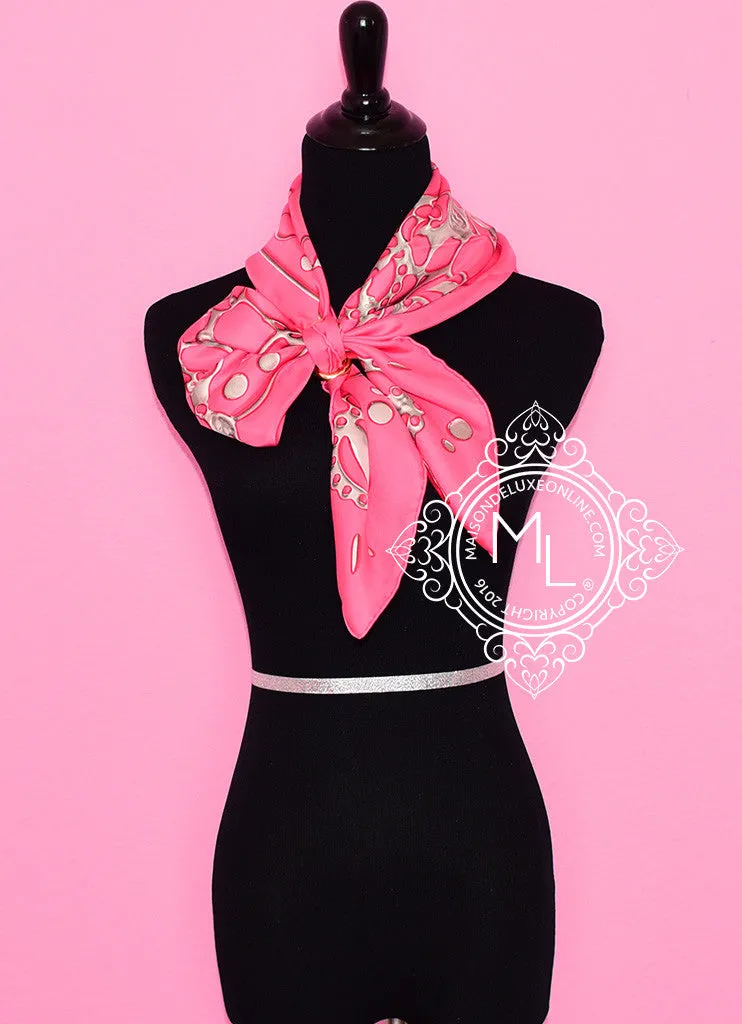 Hermes Pink Twill Silk 90 cm  Cheval Fusion Scarf