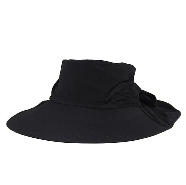 Hot Sale! Fashion large brimmed sun hats Foldable womens sunhats Self-tie Bow women's hat Summer Beach Floppy Cap Headwear