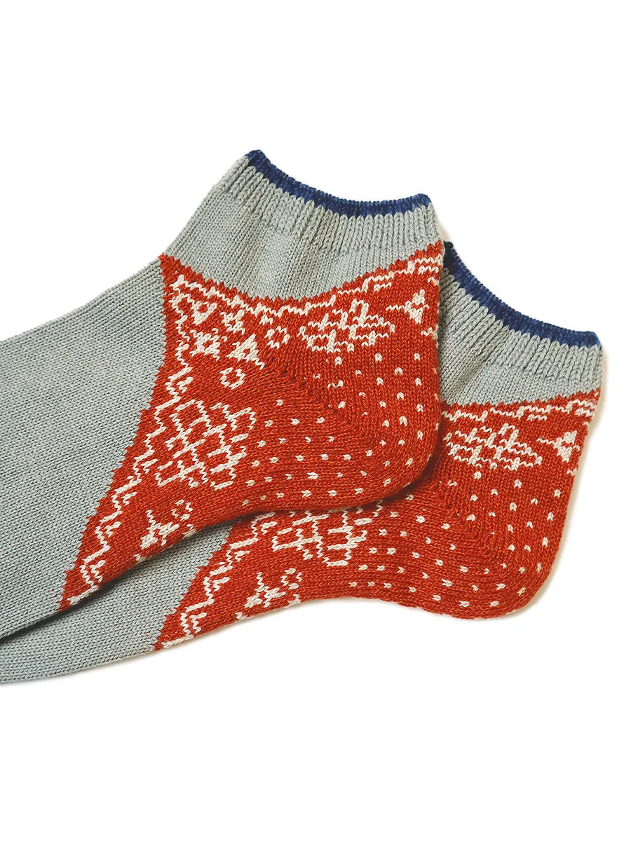 Kapital 96 Yarns Bandana Heel Ankle Socks - Gray x Enji