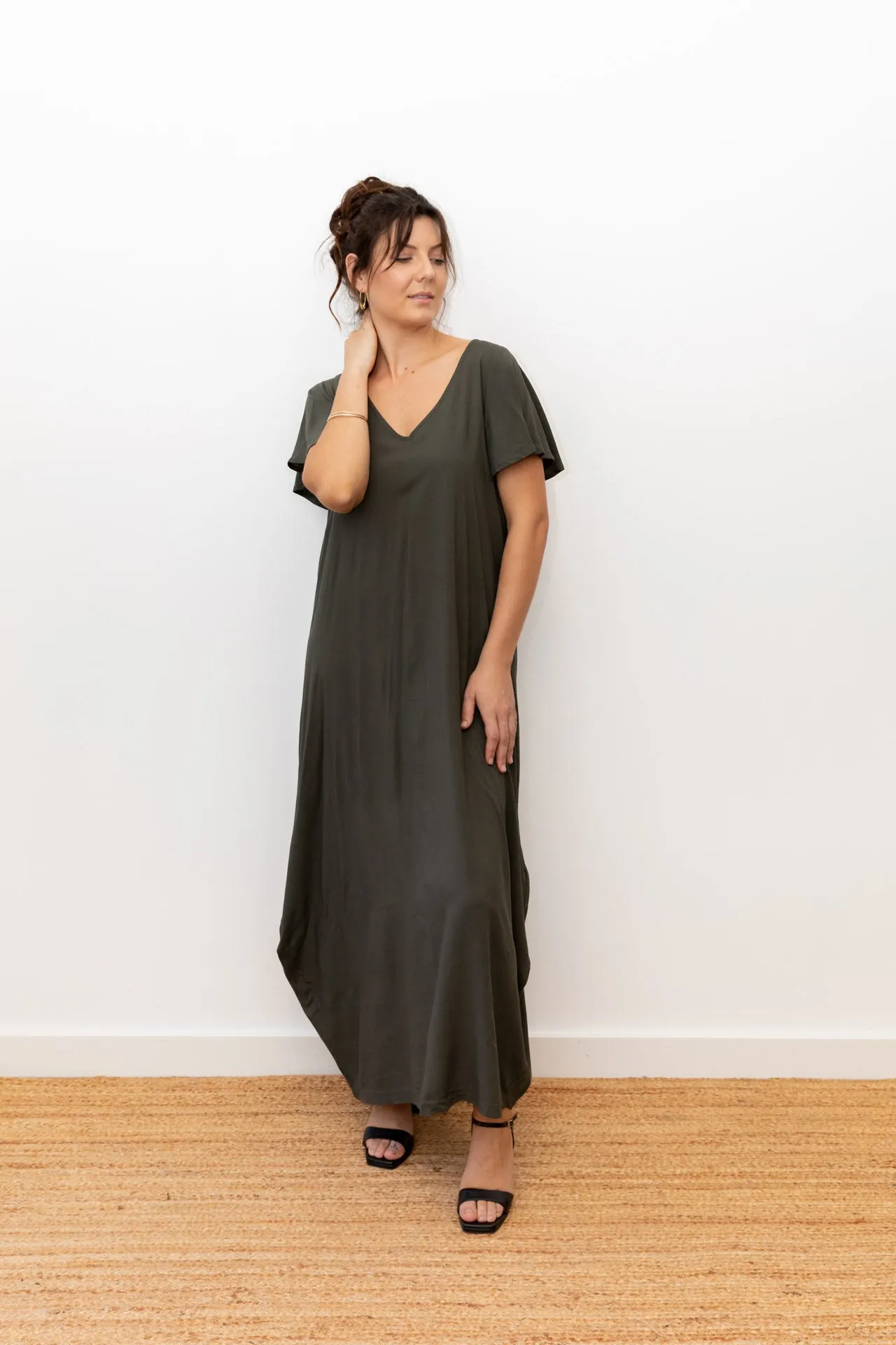 Maxi Wingdress Sleeved - ivy