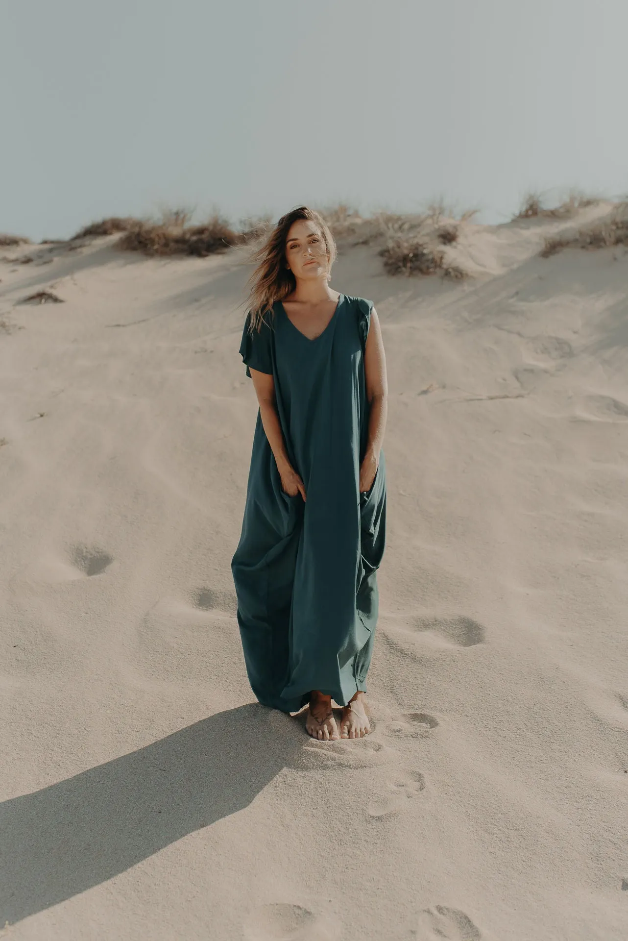 Maxi Wingdress Sleeved - teal