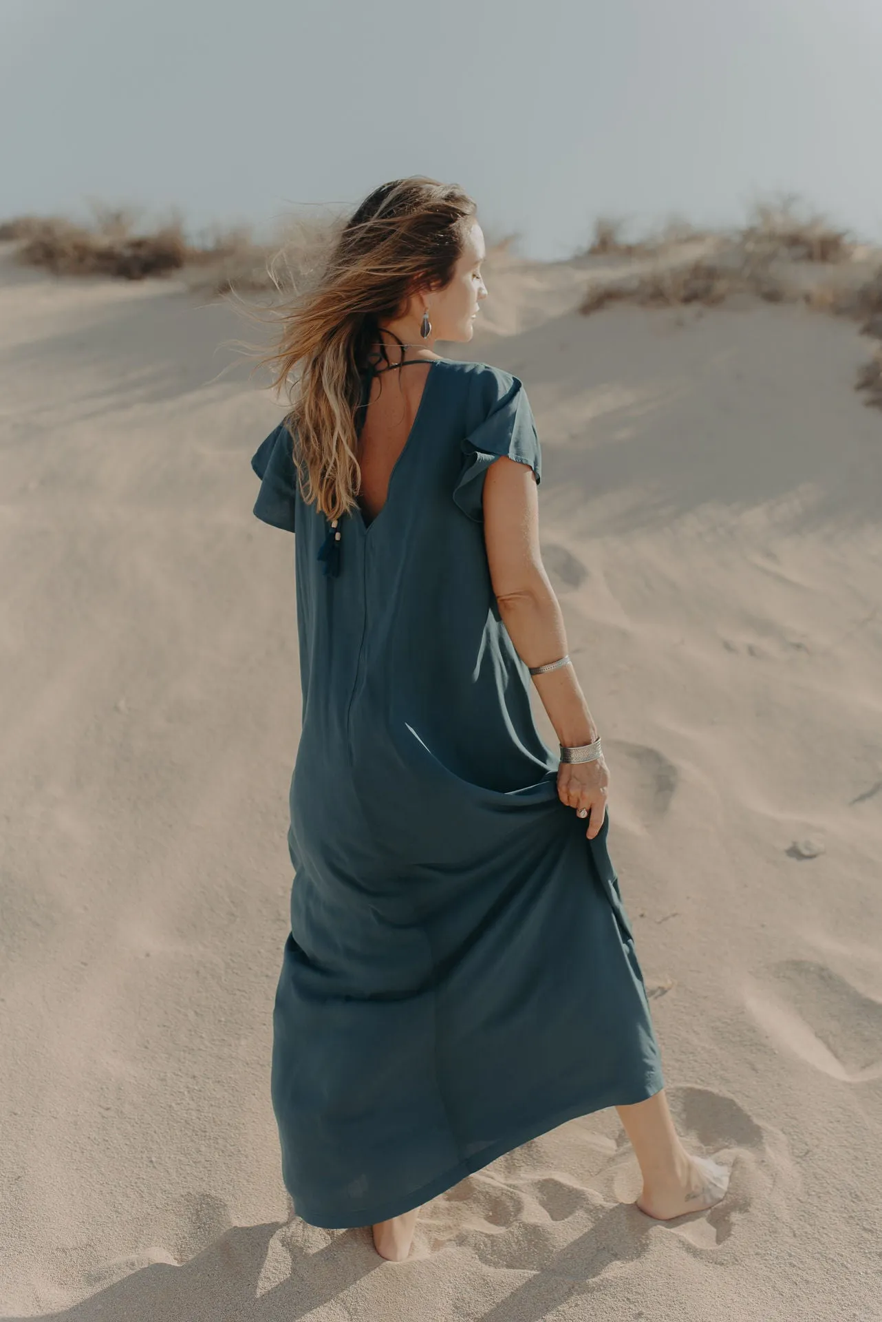 Maxi Wingdress Sleeved - teal