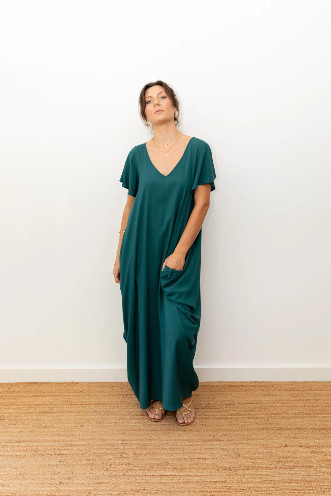 Maxi Wingdress Sleeved - teal